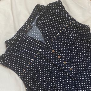 Navy blue polka dot shirt